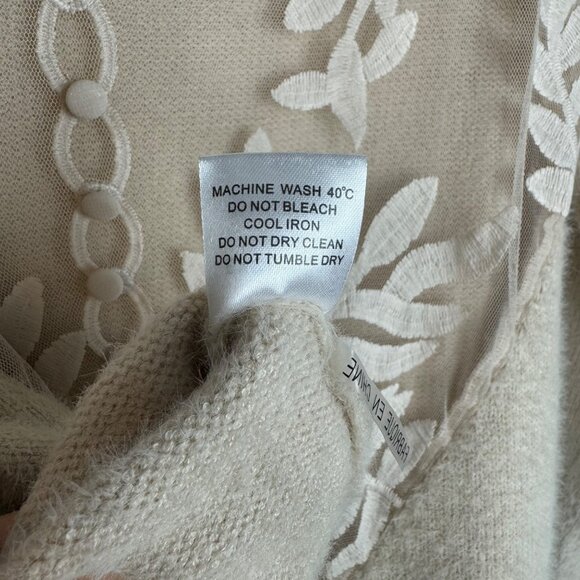 Exquiss's Sz S/M‎ Light Beige Sheer Back Fuzzy Knit Sweater Balletcore - Picture 4 of 7